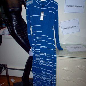 BCBG MAXAZRIA FRENCH BLUE MAXI SWEATER DRESS, (L) (NWT)